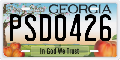 GA license plate PSD0426