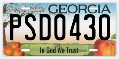 GA license plate PSD0430