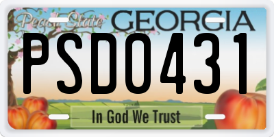 GA license plate PSD0431