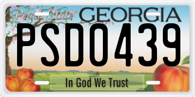 GA license plate PSD0439