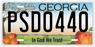 GA license plate PSD0440