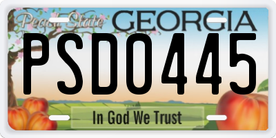 GA license plate PSD0445