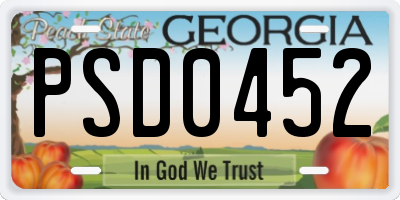 GA license plate PSD0452