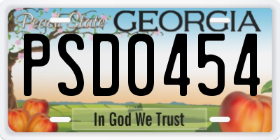 GA license plate PSD0454