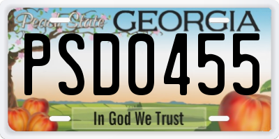 GA license plate PSD0455