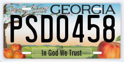 GA license plate PSD0458