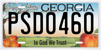 GA license plate PSD0460