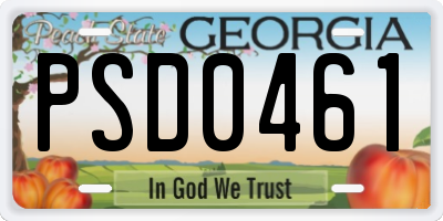 GA license plate PSD0461