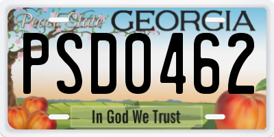 GA license plate PSD0462