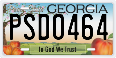 GA license plate PSD0464
