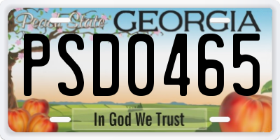 GA license plate PSD0465