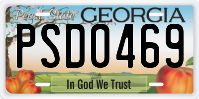 GA license plate PSD0469