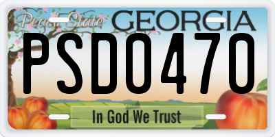 GA license plate PSD0470
