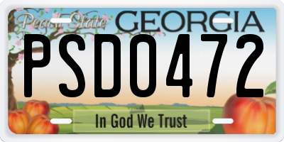 GA license plate PSD0472