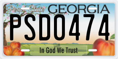 GA license plate PSD0474