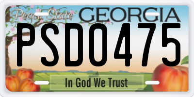 GA license plate PSD0475