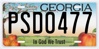 GA license plate PSD0477