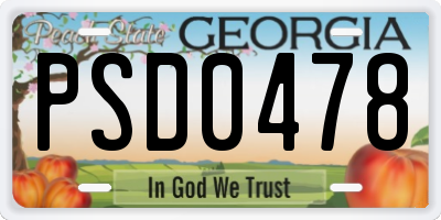 GA license plate PSD0478
