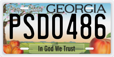 GA license plate PSD0486