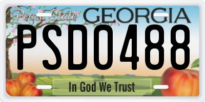 GA license plate PSD0488