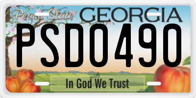 GA license plate PSD0490