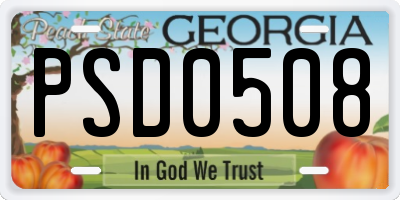 GA license plate PSD0508
