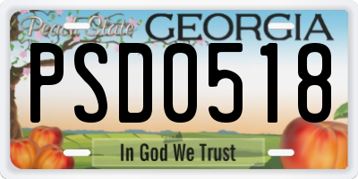 GA license plate PSD0518