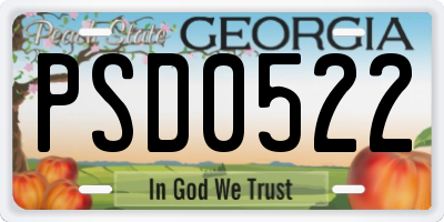 GA license plate PSD0522