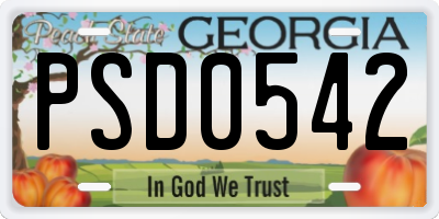 GA license plate PSD0542