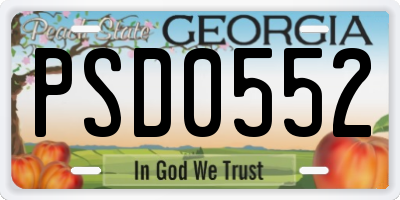 GA license plate PSD0552