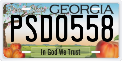 GA license plate PSD0558