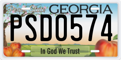 GA license plate PSD0574