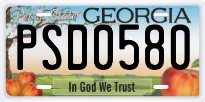 GA license plate PSD0580