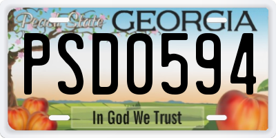 GA license plate PSD0594