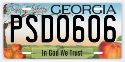 GA license plate PSD0606