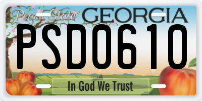 GA license plate PSD0610