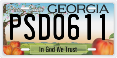 GA license plate PSD0611