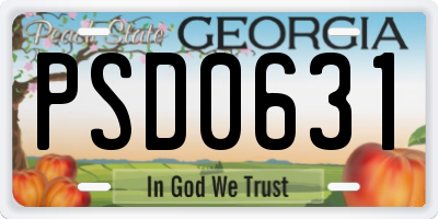 GA license plate PSD0631
