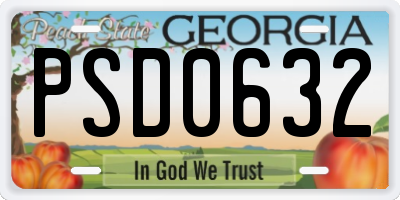 GA license plate PSD0632