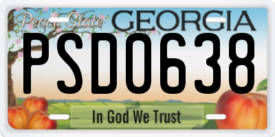 GA license plate PSD0638