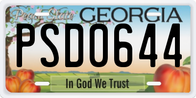 GA license plate PSD0644
