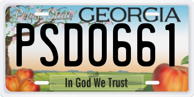 GA license plate PSD0661