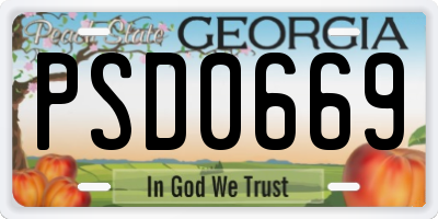 GA license plate PSD0669