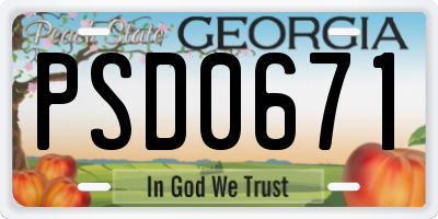 GA license plate PSD0671