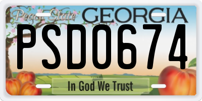 GA license plate PSD0674