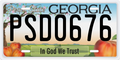 GA license plate PSD0676