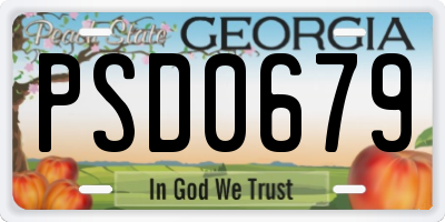 GA license plate PSD0679