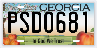 GA license plate PSD0681