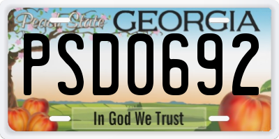 GA license plate PSD0692