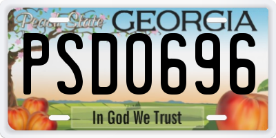 GA license plate PSD0696